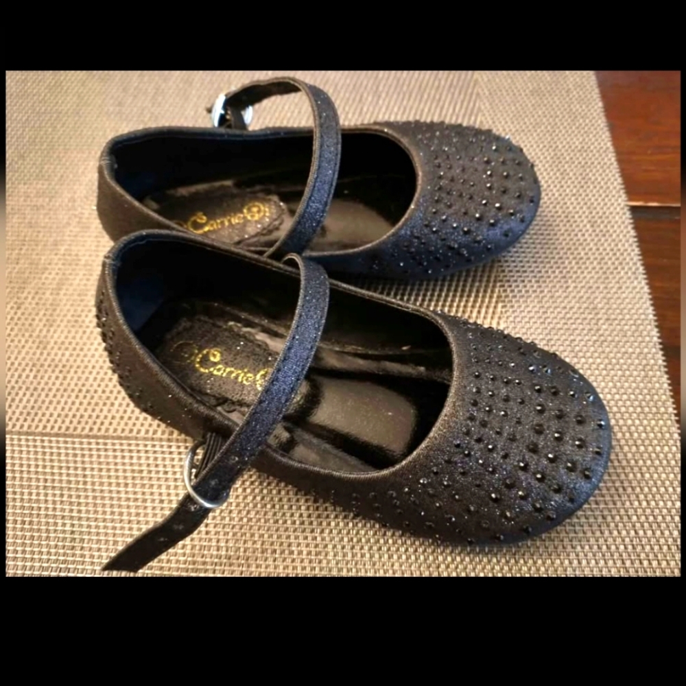 Kids Black Sparkle Party Shoes Size 5T